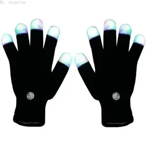 LED Flashing Multi-Finger PVC Glow Gloves For Night Activity, Luminous Light Up Party Performance Gloves, Comfortable Glow In Dark Outdoor Sports Accessory For Night Fun & Festival Events