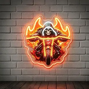 Wall-mounted Flame Knight Acrylic Engraved Neon Light | Home Ambient Lighting, Decor Lighting, USB Powered Dimmable, Perfect for Gaming Rooms, Parties, Home Bars, Birthday, Valentine's Day, Halloween, Christmas, Outdoor Themed Restaurants, etc.