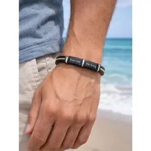 Christian Faith Bracelet "Trust God Stay Strong" – Inspirational Couple Bracelet, Meaningful Gift for Him, Don't Let The Hard Days Win Inspire Bracelet