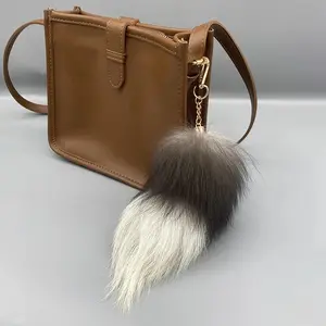 40CM Plush Fox Tail Keychain Bag Charms Cute Fur Racoon Tail Keyring Keychain Animal Tail Key Pendant Pompoms Keyring Bag Decor