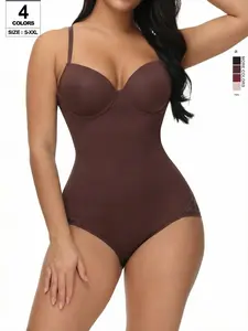 Seamless Lace Trim Shapewear Bodysuit, Women Tummy Control Shaper, Backless Sexy Romper, Casual Y-Type Jumpsuit, All Seasons