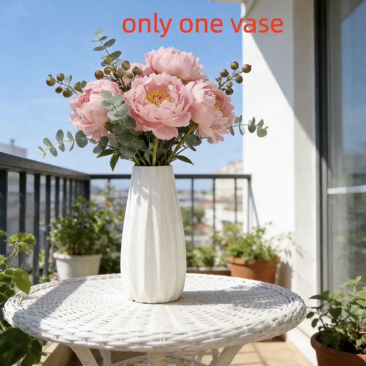 1pc Anti-Drop Dry Flower Vase, Plastic Vase, Luxury High-End Ceramic Look Vase, Home Decor Vase, Decorative Vase, Elegant Floral Arrangement Accessory