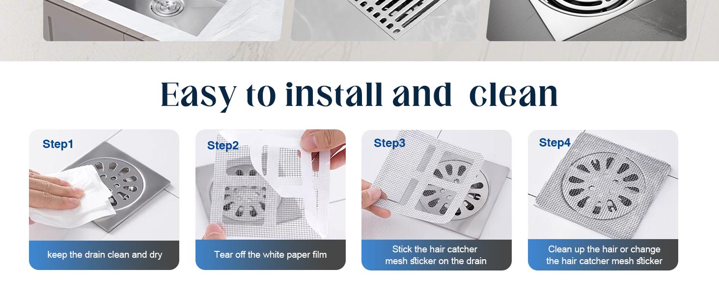 Disposable Hair Drain Stickers, 2026 New Disposable Shower Drain Cover Hair Catcher, Bathroom Floor Drain Filter Stickers Shower Drain Protector - Easy to Install - Mesh Cover Floor Drain Sticker