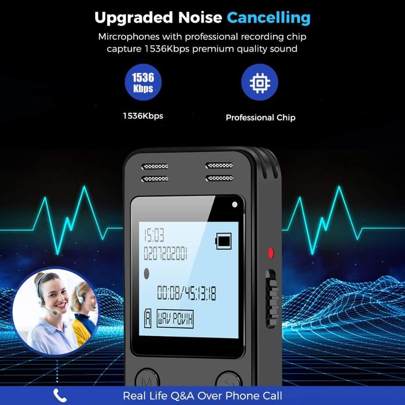 128GB Digital Voice Recorder for Lectures,Meetings-9296 Hours Voice Activated Recording Device Audio Recorder with Playback,Password