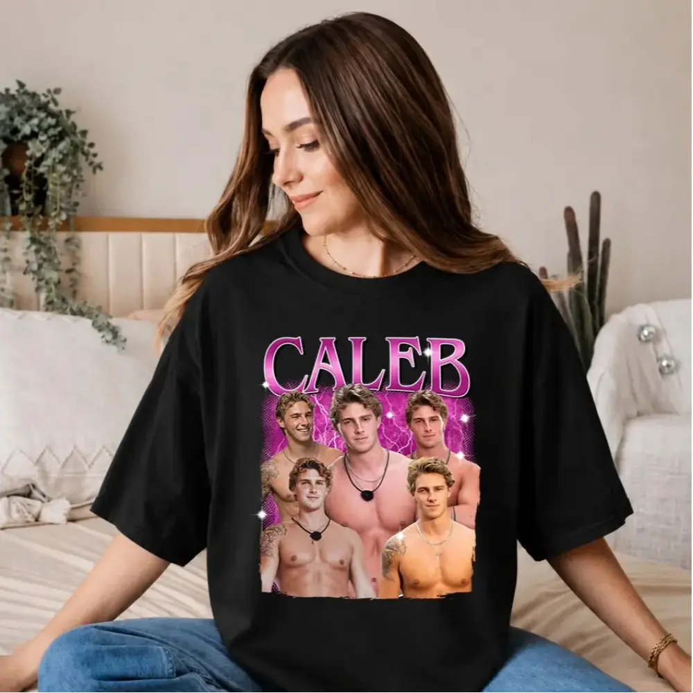 T-shirt with a pattern loved by Caleb's fans |     Love Island style vintage shirt |     Unisex large size T-shirt, comfortable and breathable for summer, made of pure cotton