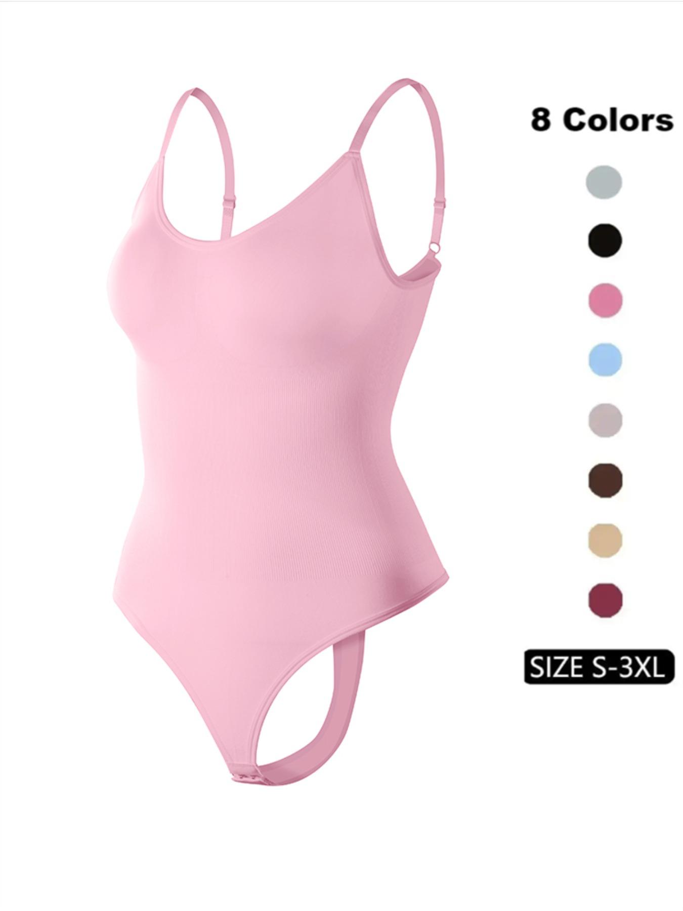 Women's Solid Spaghetti Strap Adjustable Strap Backless Underwear Shapewear Bodysuit, Casual Comfy Seamless Tummy Control Butt Lifting Bodysuit for Daily Wear, Ladies Shapewear for All Seasons