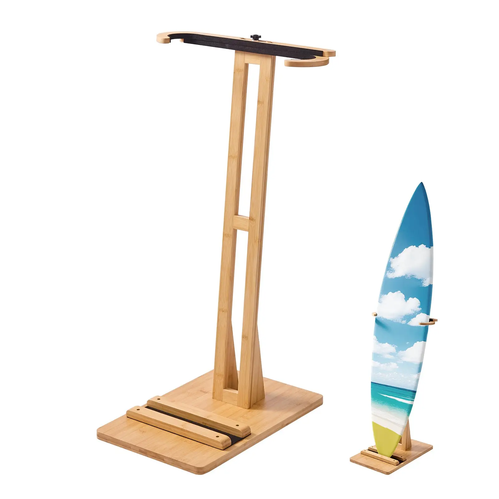 【Summerfinds】VEVOR Wooden Vertical Surfboard Rack, Adjustable Freestanding Storage Organizer with Padding, for Wakeboards, Snowboards, Vertical Rack