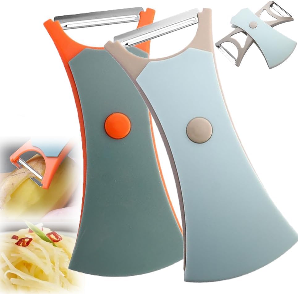 2-in-1 Stainless Steel Multifunctional Kitchen Peeler Utensil - 13.5x8.5cm Tool with Peeling Blade and Serrated Blade for Fruits, Potatoes, Utensils