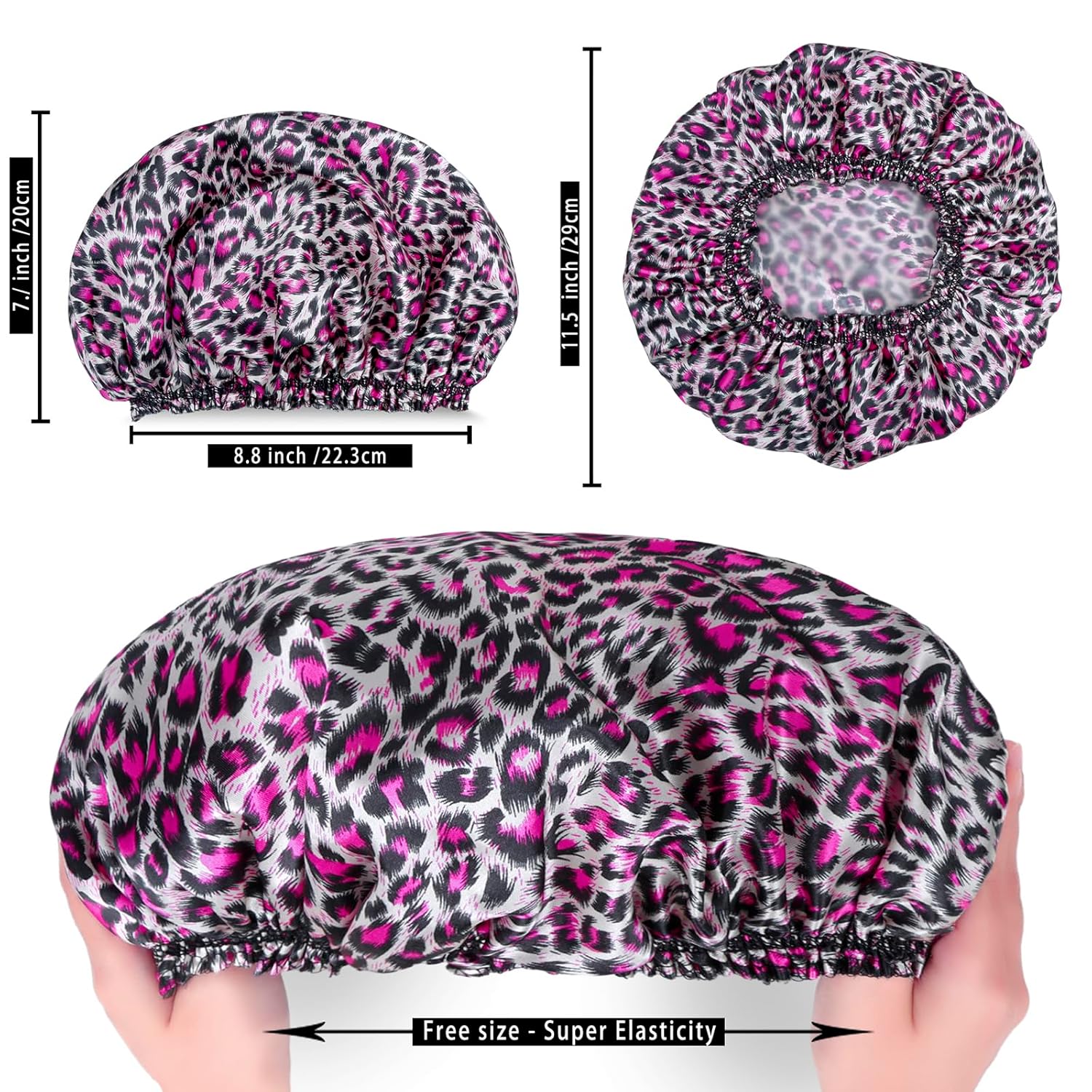 4 PCs reusable shower caps for women-double waterproof elastic bath caps, printed color, double layer design body bonnet hat light Set Plastic