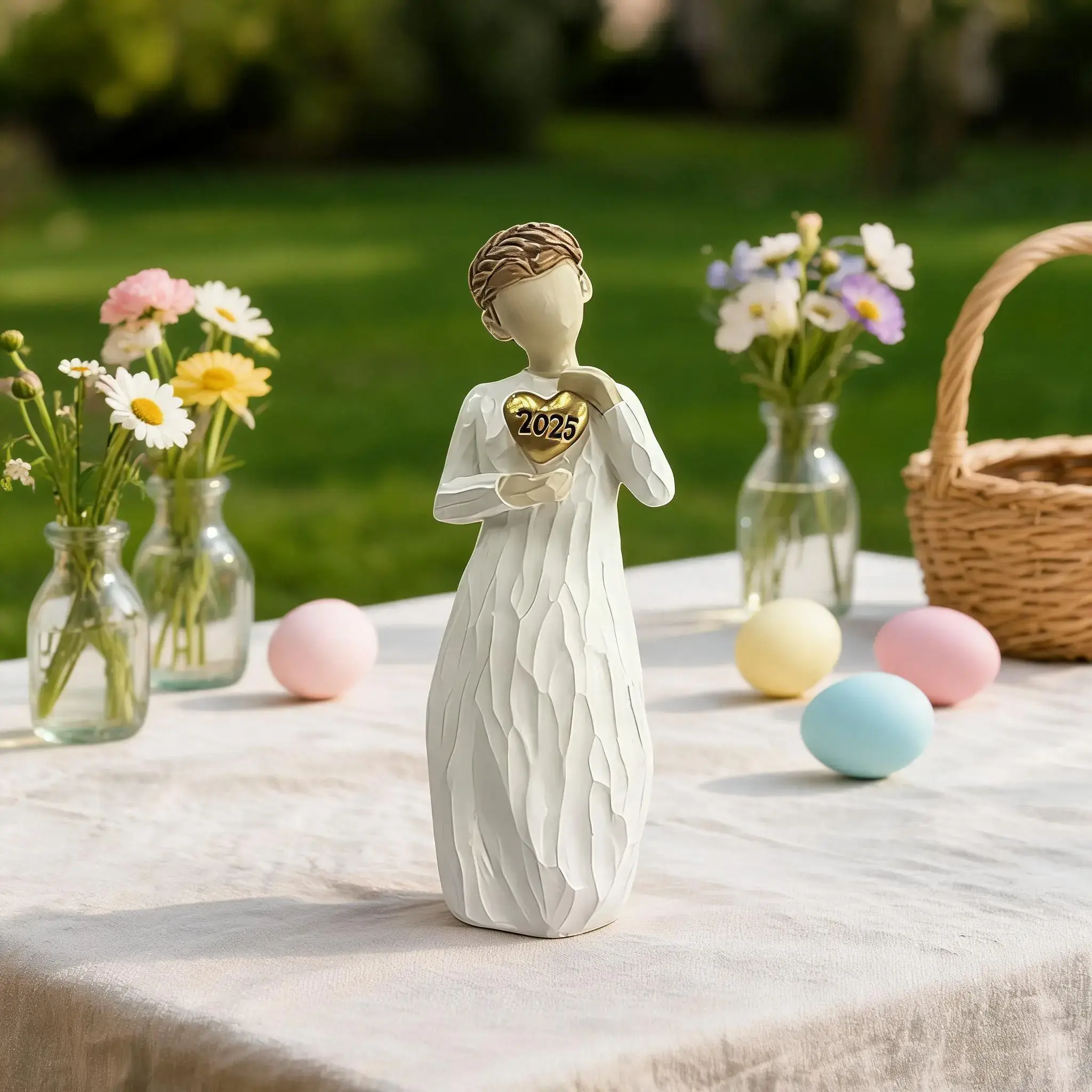 Embrace 2025 Resin Statue, Handcrafted Figurine of a Girl Welcoming The New Year, Inspirational Gift for Graduates, Dreamers & Goal-setters, Decor