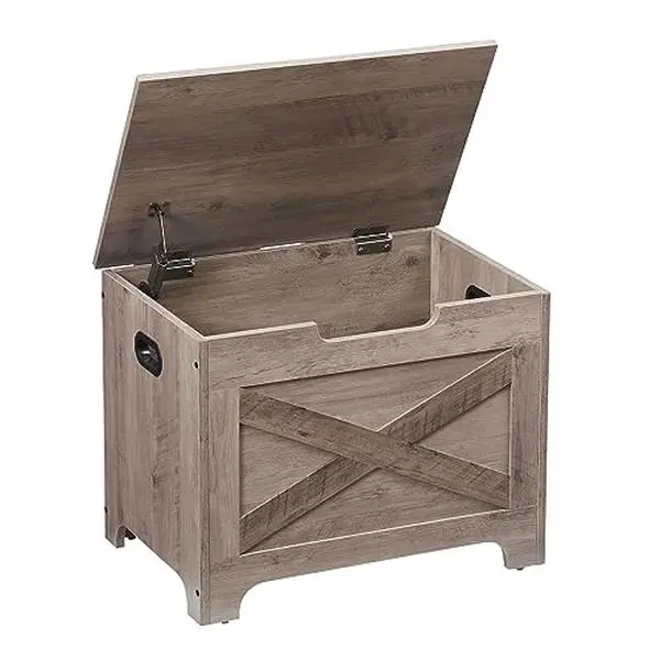 GARVEEStorage Chest with Safety Hinge, Lift Top, Barn Style, Wooden Entryway Bench, Large, for Entryway, Bedroom, Living Room