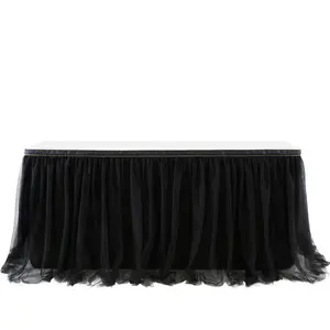 Wrinkle-Free Spandex Table Cover with Tutu Tulle Skirt - Classic European Polyester Stretch Cloth for Multi-Size Rectangle Tables, Party Decoration Supplies Ideal for Birthday Party, Wedding Banquet