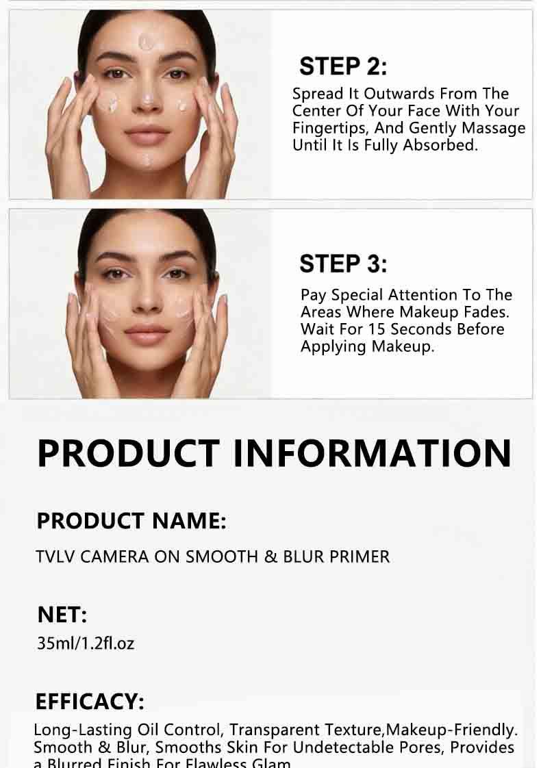 Ttlv Smooth Focus Makeup Primer, Oil Control Moisturizing, Invisible Pores, Long-Lasting Wear, 35ML, Perfect Base for Flawless Finish