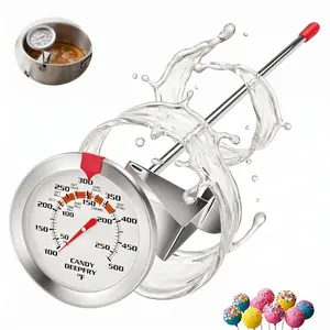 Candy & Deep Fry Thermometer, Stainless Steel Probe with 2" Large Dial & Pot Clip – Temperature Guide for Candy Making, Confectionery, Frying, BBQ, , Jam