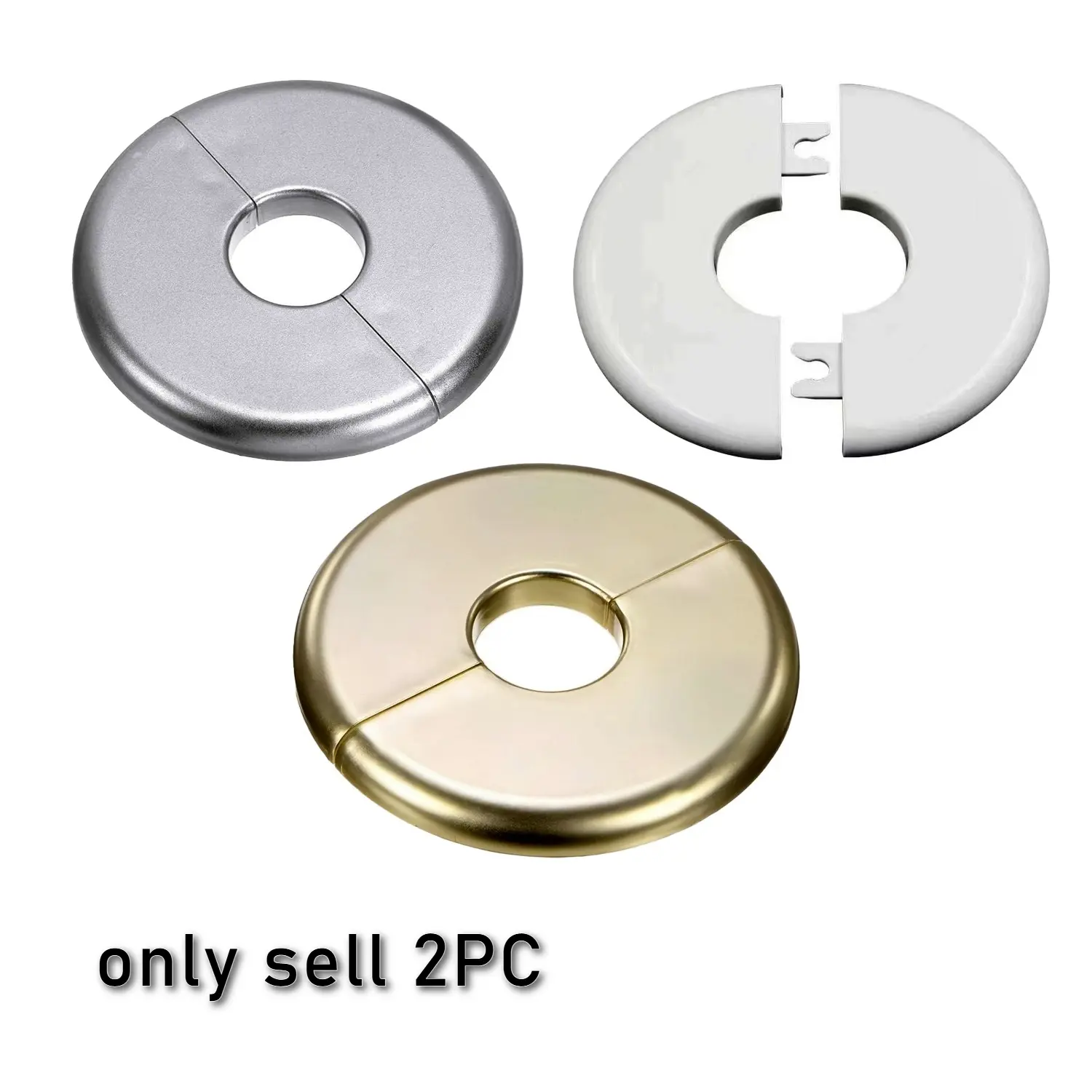 Pack of 2, wall split flange 0.93 in (23.5 mm), ABS round self-adhesive flange plate buckle, water pipe cover, suitable for kitchen bathroom arm pipe faucet decoration
