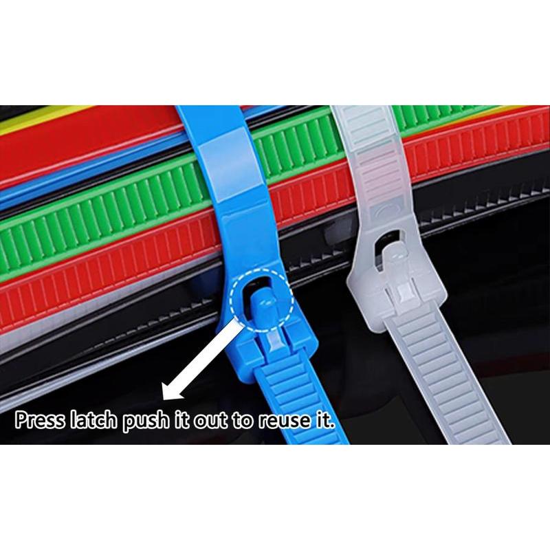 100pcs Reusable Colored Zip Ties – Heavy Duty Cable Ties, 50 Lbs Tensile Strength, Self-Locking, Premium Nylon for Indoor & Outdoor Use, Multipurpose Cable Management.