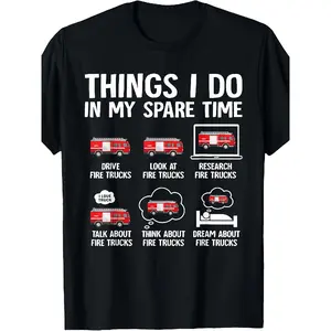 [100% Cotton] 100% Cotton Men's & Firefighter T-Shirt - Funny Fire & Fireman Graphic Crew Neck Tee, Casual Fire Department Apparel Suitable for - Wear, Machine Washable Gift for Firefighters