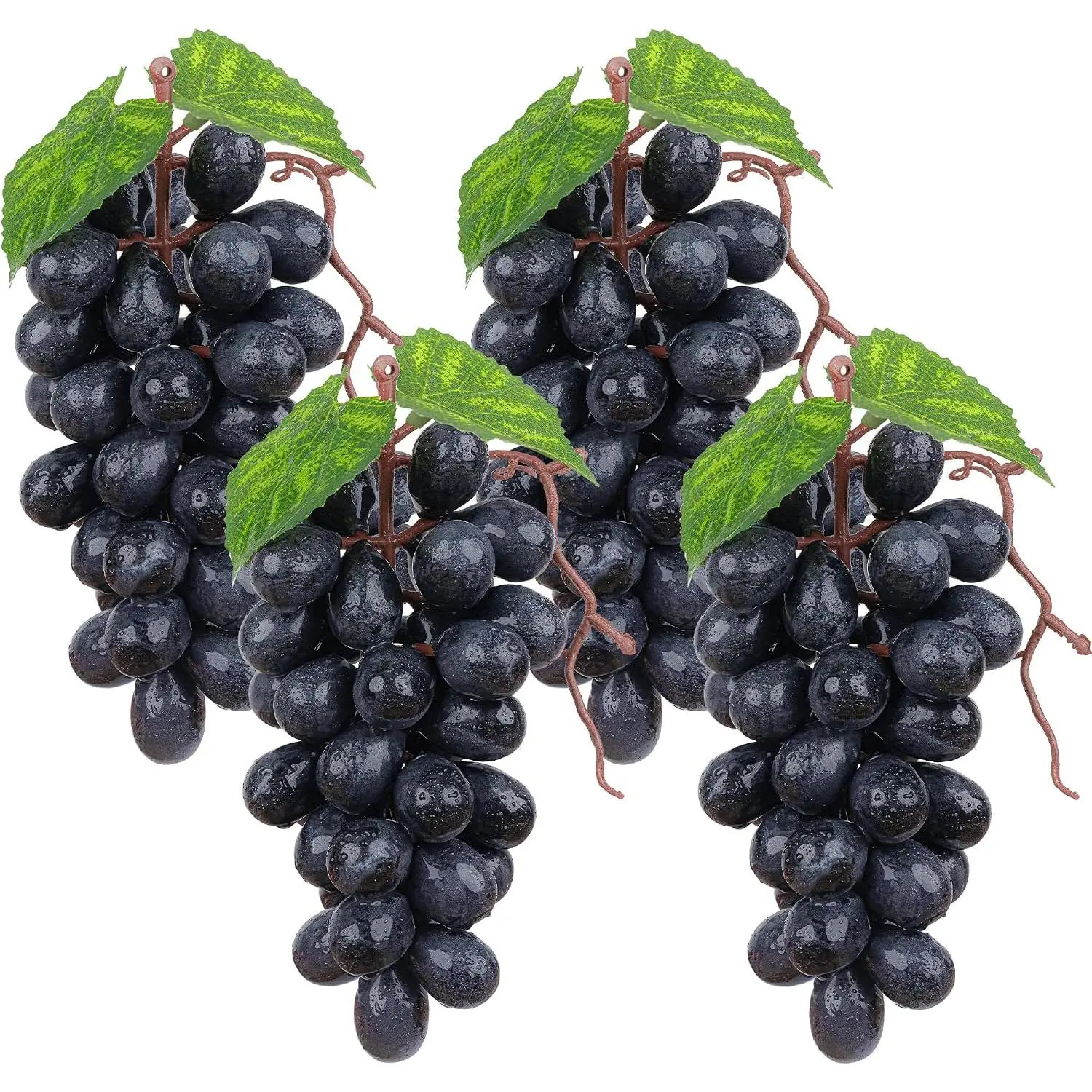 4 Bunches  Grapes Decorations for Kitchen,Black Faux Grapes,Realistic Rubber Artificial Grape for Wedding Party Decoration