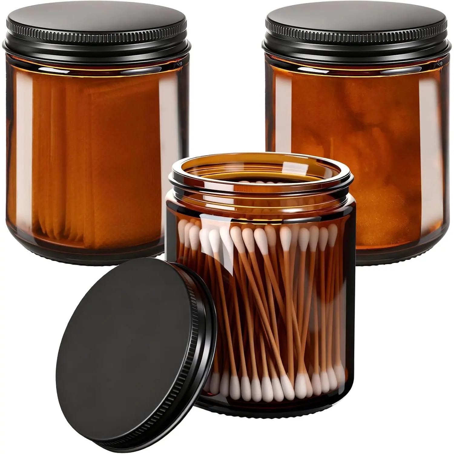 8oz  Glass Jars with Airtight  (3 Pack) - Empty Candle Jars for Candle Making, Jars for ,, & Salve