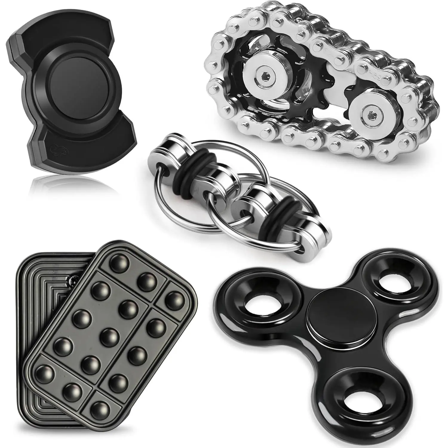 5 Pcs Fidget Toys Adults & Teen Metal Fidgets Spinner Easter Basket Stuffers  Teen Boys Magnetic Slider Cool Gadgets Office Desk Toy Stress Relief Sensory Items  Autism ADHD Anxiety Gifts