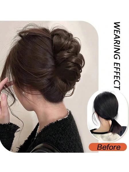 Women's Curly Hair Bun Clip-In Wig, Synthetic Extensions, Short Synthetic Hairpiece for Women & Girls, Perfect for Daily Use & Parties