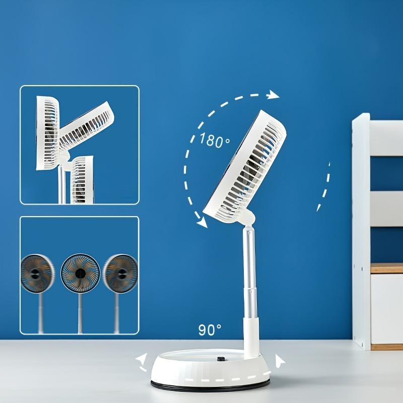 Portable Foldable USB Rechargeable Multifunctional Cooling Fan with 3 Speed Settings, Adjustable Height and Remote Control, Ideal for Office Home and Camping, Adjustable Speeds Fan