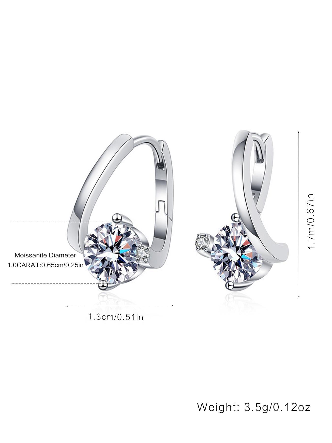925 Sterling Silver Synthetic Moissanite Decor Hoop Earrings, Statement Earrings, Fashionable Earrings for Women, Trendy All-match & Exquisite Jewelry for Birthday Gift