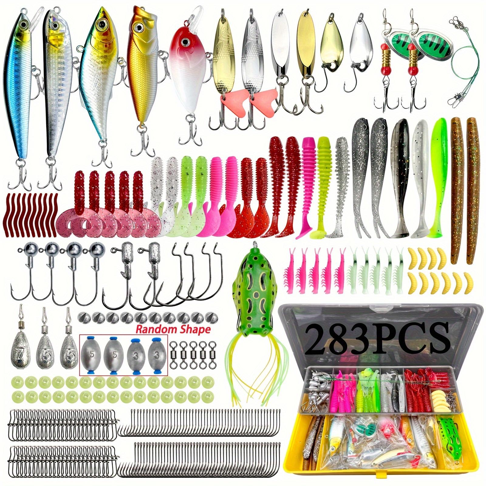 Randomly Shaped Lead Weights, 30/79/84/93/106/283pcs of Fishing Lures for Topwater Fishing, Tackle Kit for Bass, Trout, And Salmon, Including a Lure Kit Box with Minnow Poppers, Spoon Lures, Soft Plastic Worms, Bait Rigs, And Jig Heads