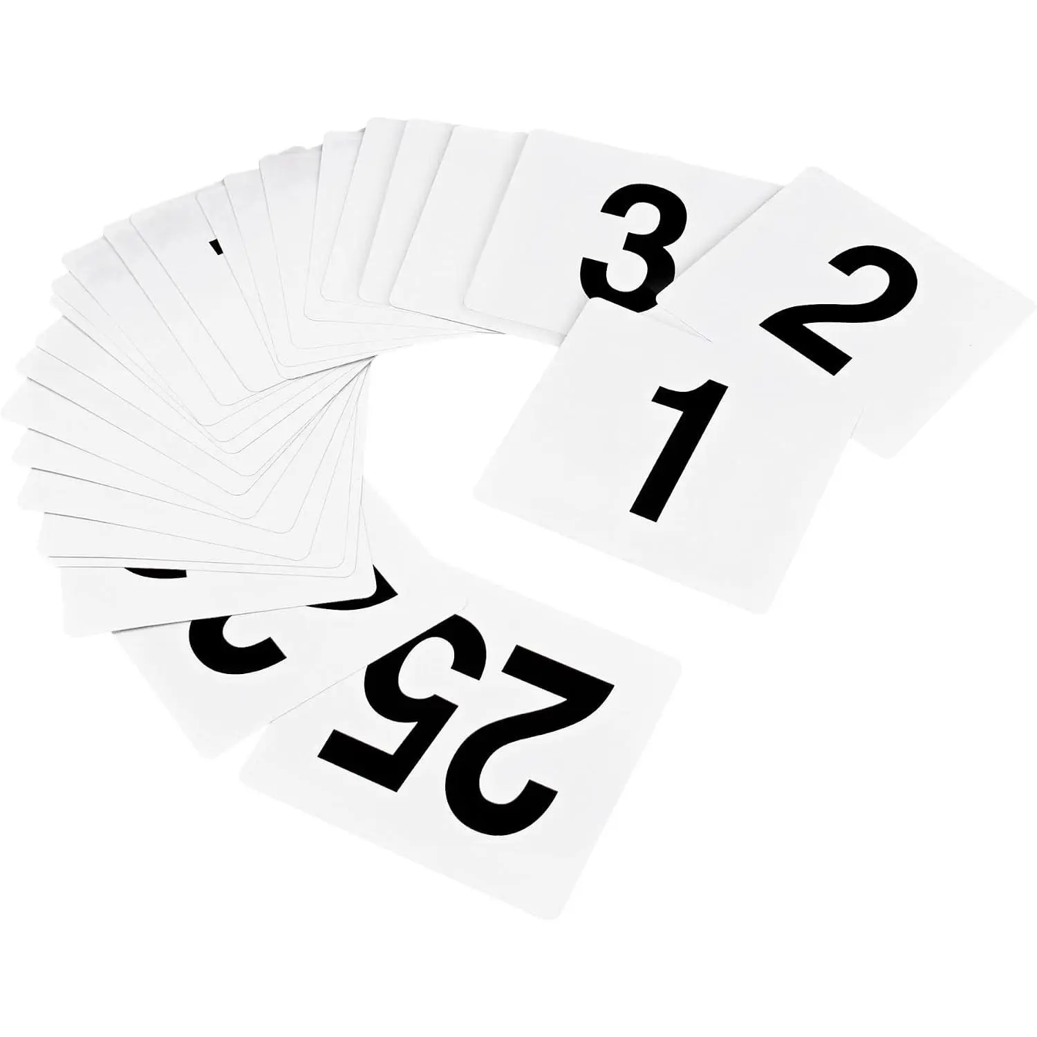 23114 Plastic Double Sided Table Numbers 1-25, 4" x 4" Inch, White with Bold Black Numbers