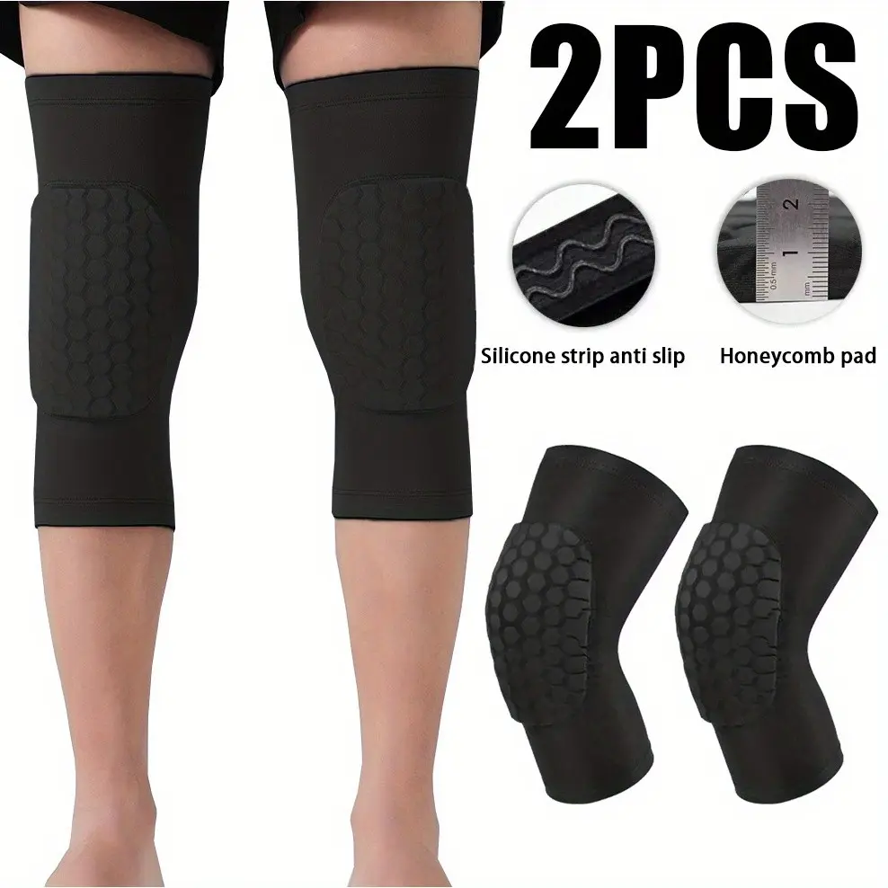 2-Pack Unisex Sports Knee Pads, Honeycomb Breathable Shock Absorption, Basketball Running Knee Guards, Comfortable Sport Protection, Running Knee Brace