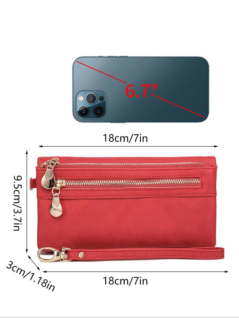 Women's Solid Color Long Large Capacity Zipper Wallet with Card Slot, Casual Trendy Versatile High-quality Daily Wallet, Girl Fashionable Shopping Wallet, Purse, Ladies Wallet, Durable Fashion Wallet, Zipper Card Holder