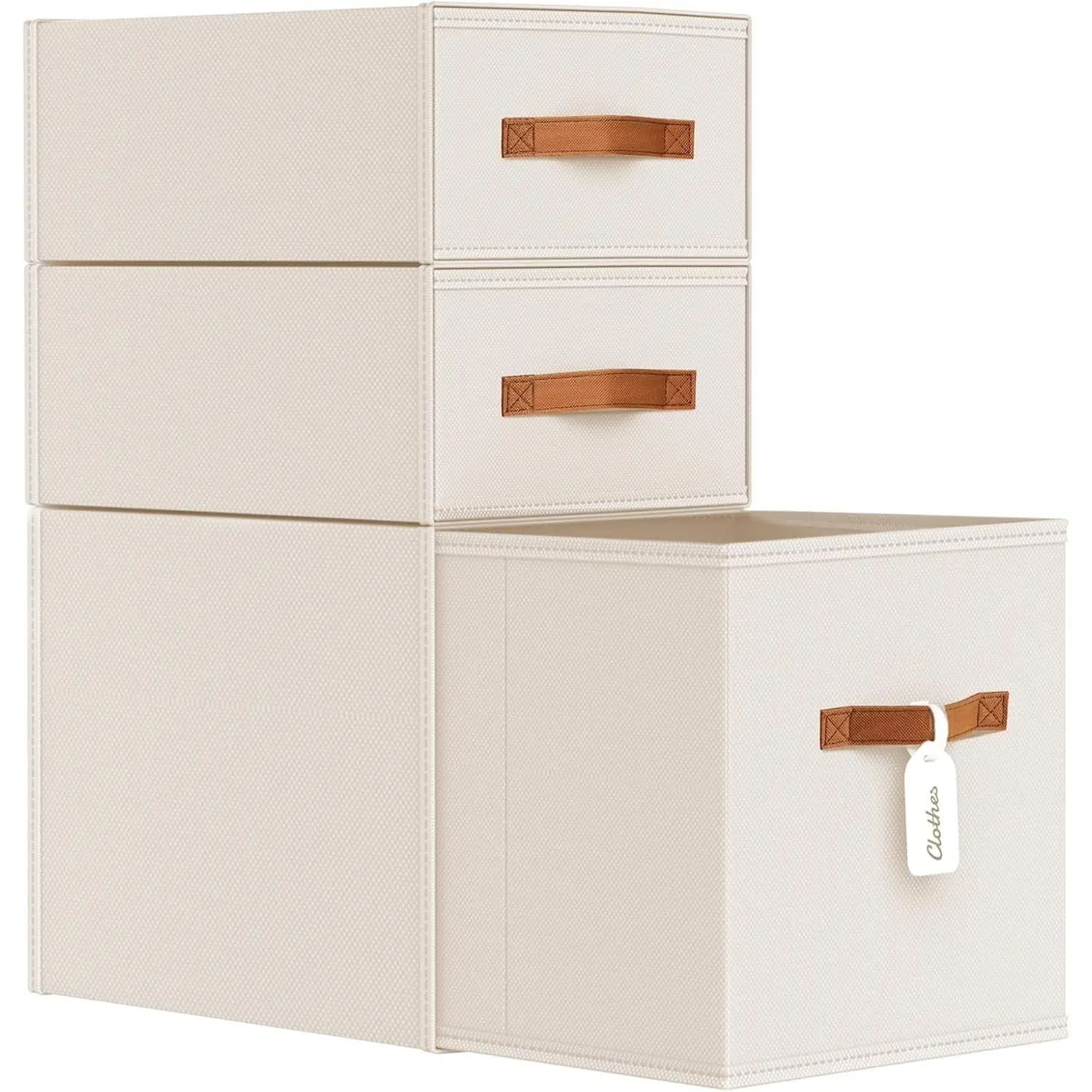 Closet Organizers and Storage - Fabric Storage Bins with Drawers Stackable Closet Bins with Labels for Clothes, Sweaters, Bedding, Collapsible Storage Cubes for Bedroom, Living Room, Shelf
