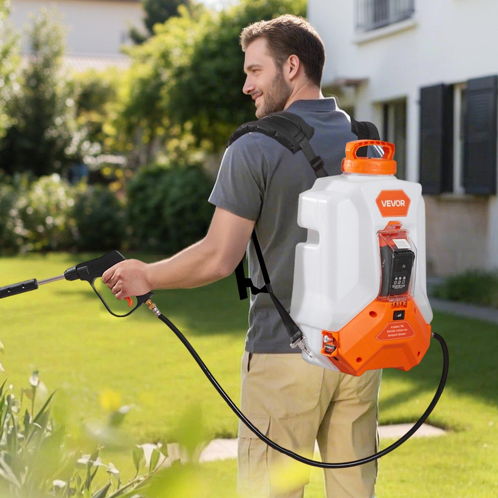 VEVOR Battery Powered Backpack Sprayer, 4 Gallons Electric Backpack Sprayer, 2 Wands & 8 Nozzles, Adjustable 0-90 PSI, 4H Runtime, Portable Yard Garden Lawn Sprayers for Weeding Spraying Cleaning VEVOR Battery Powered Backpack Sprayer, 4 Gallons Electric Backpack Sprayer, 2 Wands & 8 Nozzles, Adjustable 0-90 PSI, 4H Runtime, Portable Yard Garden Lawn Sprayers for Weeding Spraying Cleaning
