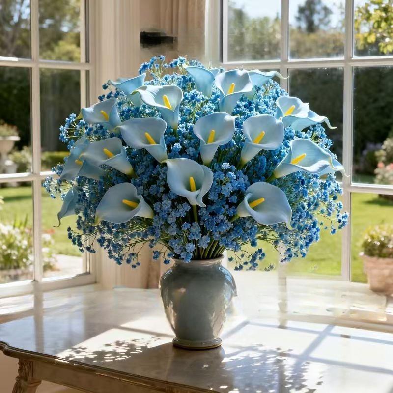 Rose, calla lily, tulip, popular artificial flowers, mixed with baby's breath, suitable for gifting