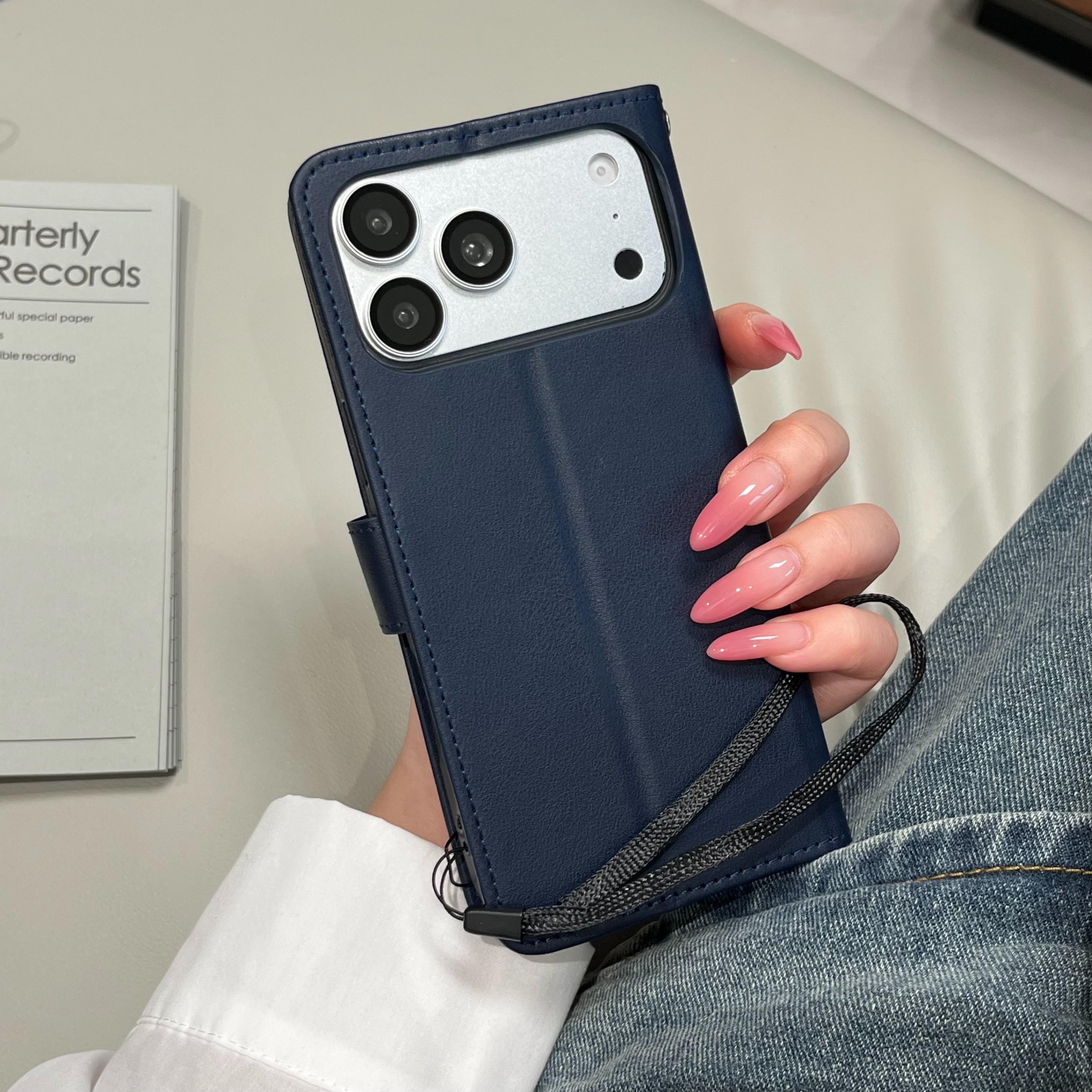 Luxury Leather Flip Wallet Case for Men, Kickstand Card Holder, Shockproof Folio Cover for iPhone 17 Pro Max 16 Pro Max 15 14 13 12 11