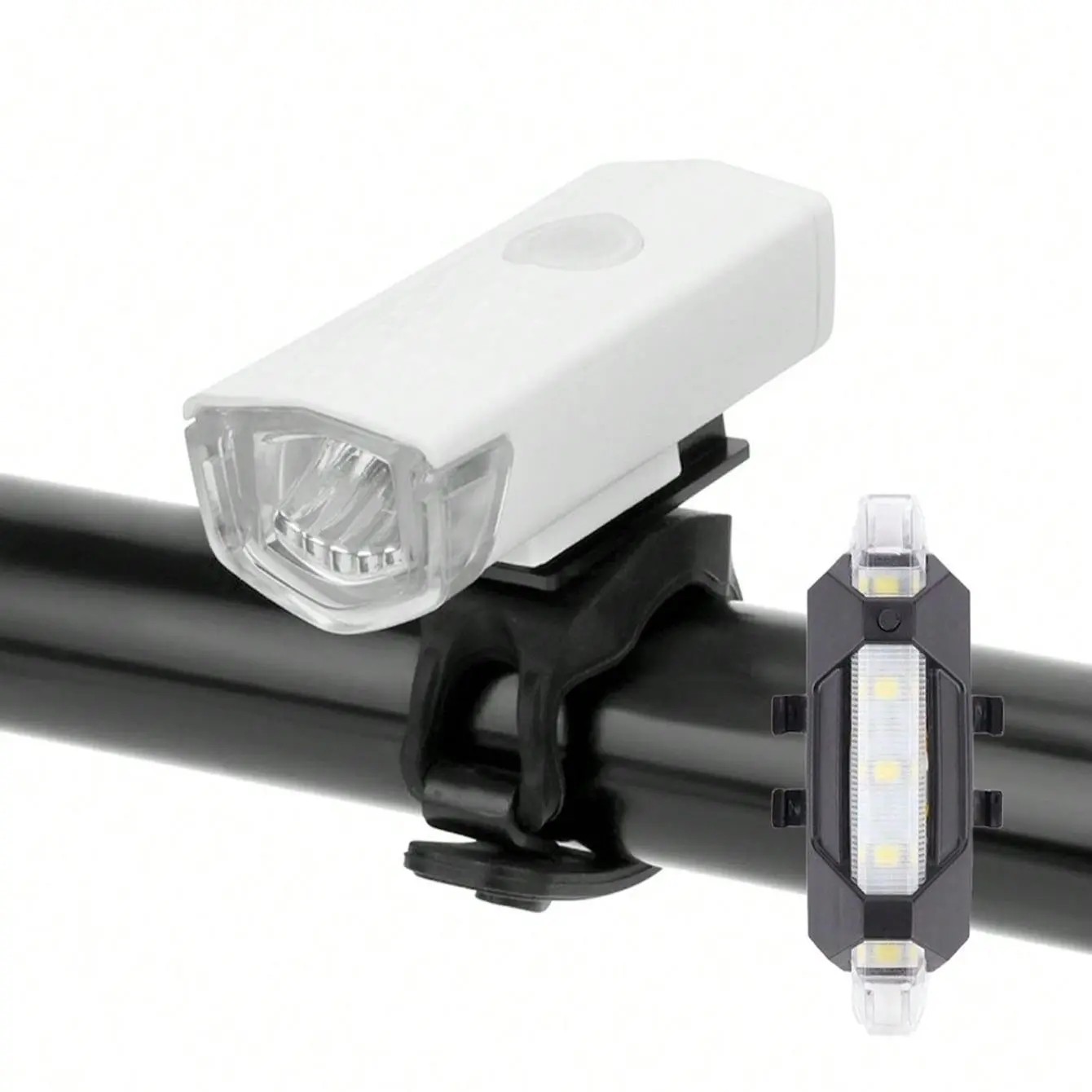 USB LED Bicycle Light Set, MTB Road Bike Front Rear Headlight, Flashlight Cycling Lights, Riding Accessories, Durable Design