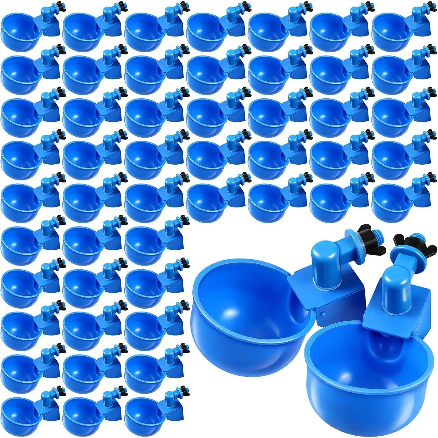 50Pcs Automatic Chicken Waterer Cups, PVC Pipe Poultry Water Feeder Kit for Duck Goose Turkey Bunny