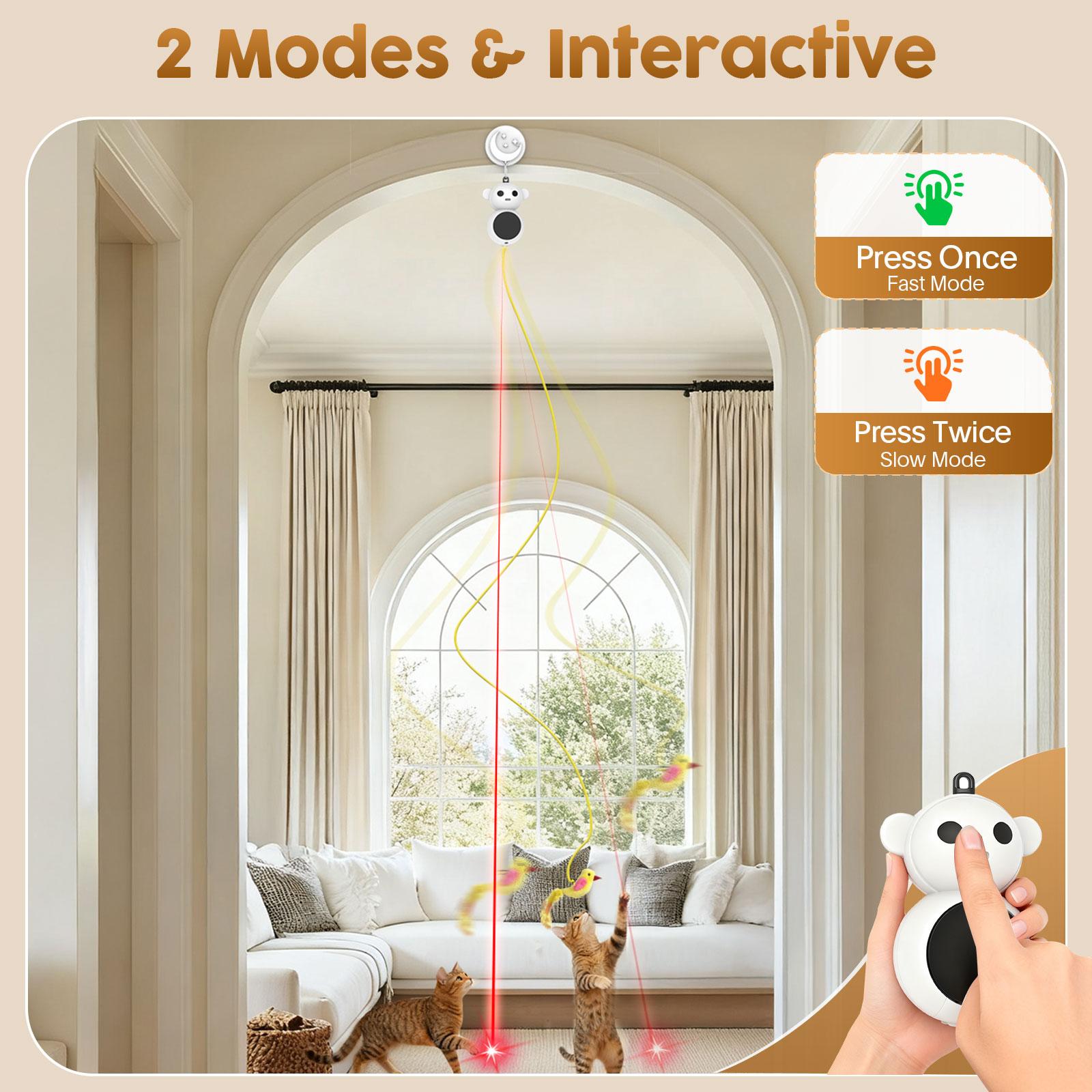 360 °   Cat Laser Interactive Toy Automatic Rotation Indoor Electric Bird Feather Magic Stick Toy with Automatic Continuous Entertainment