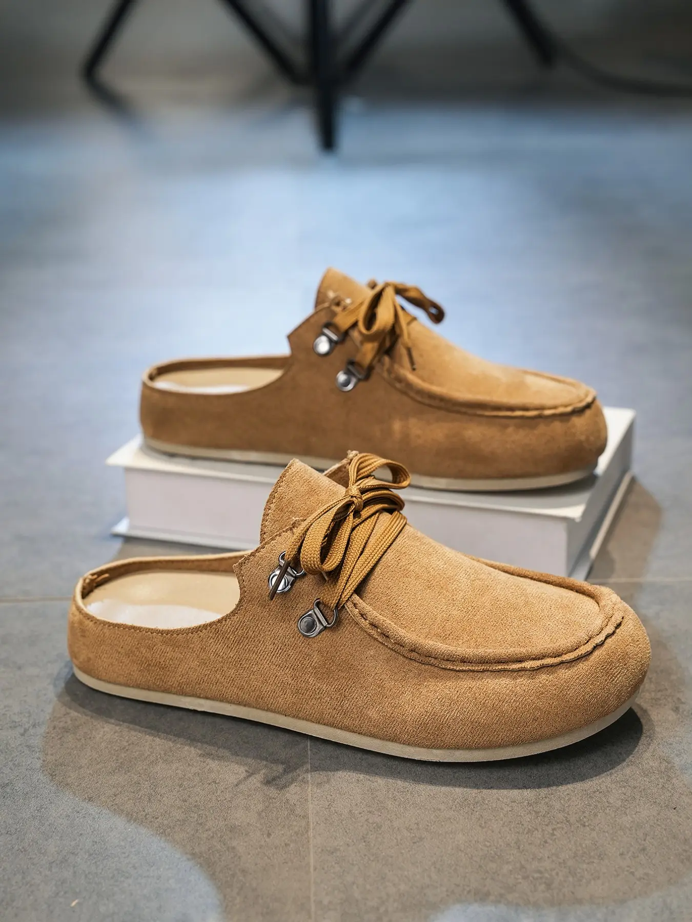 Men's Vintage Lace-Up Birkenstock Half Sandals, Unisex Lazy Slip-On Mules, Soft Rubber Sole, Wide Fit, All Seasons Casual Shoes