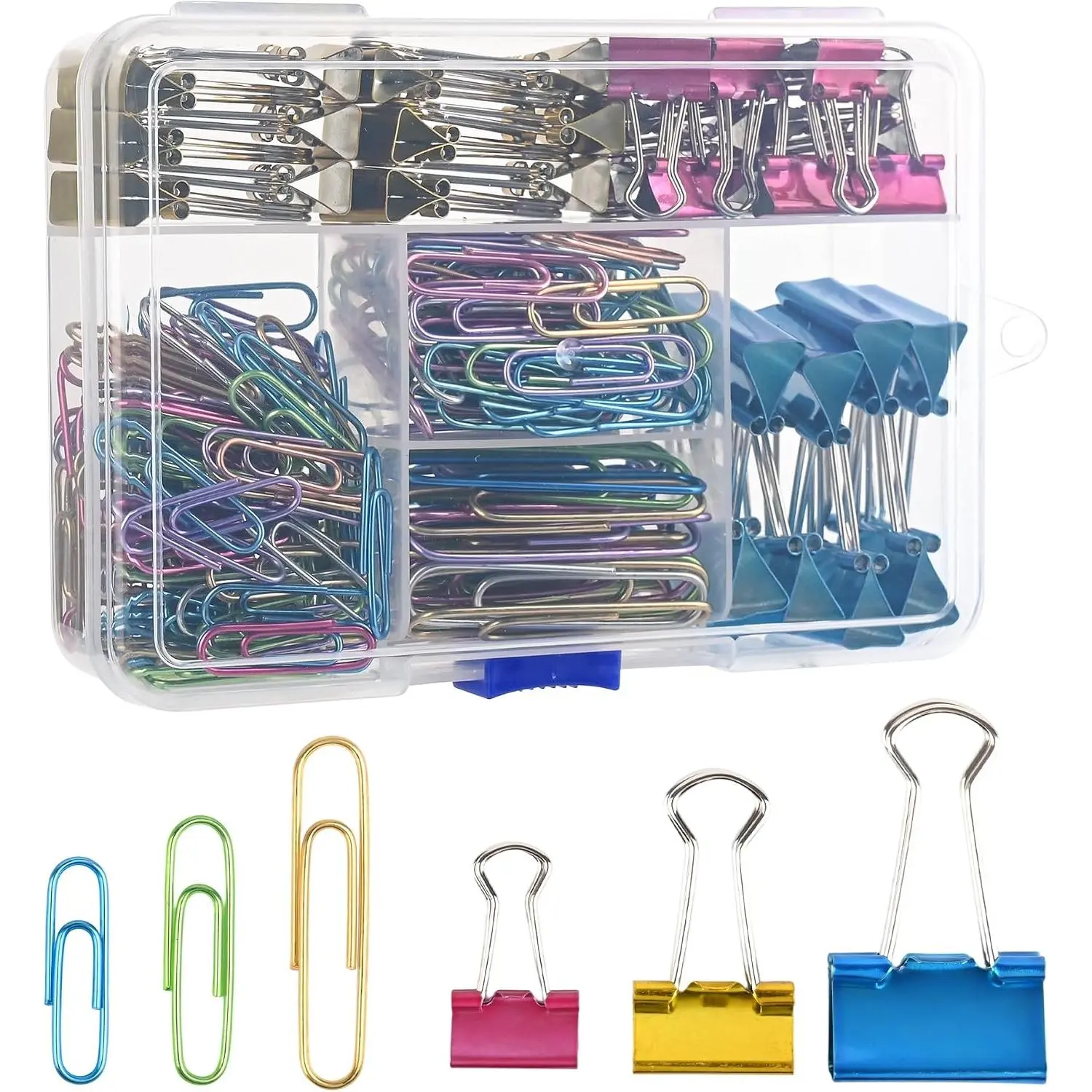 Colorful Paper Clips Binder Clips Set, 250 count  Size Colored Paperclips Large, Medium & Small Size, Paper Clips for Paperwork Office School Supplies and Desk Essentials