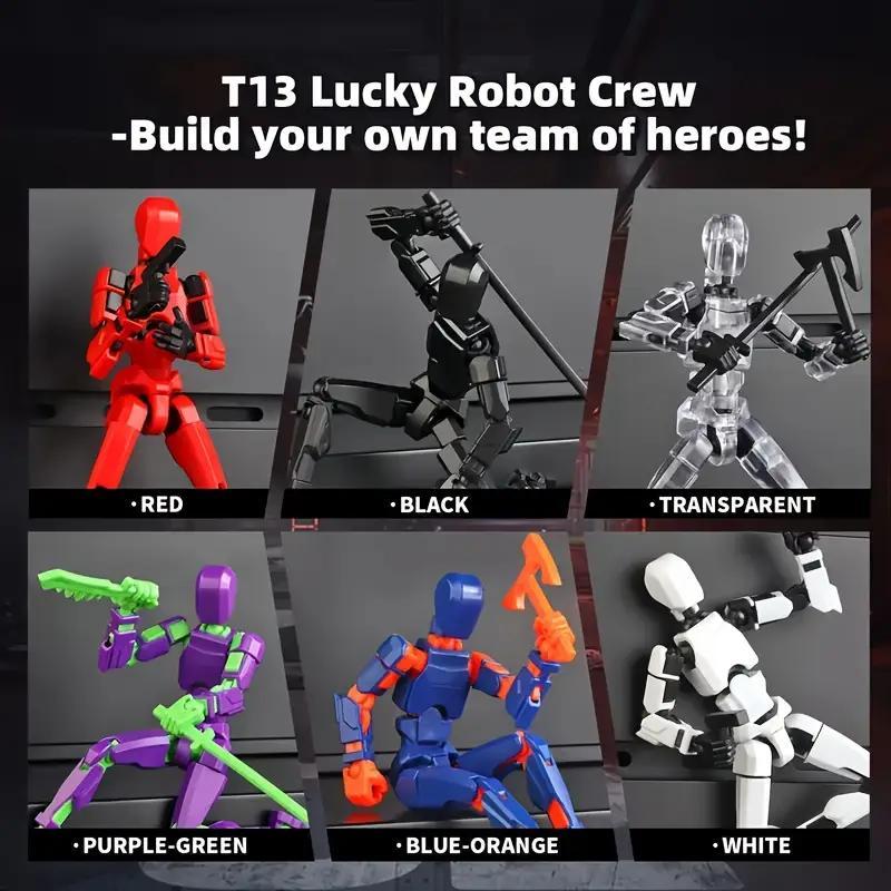 Action Doll Toy, 6-Count 3D Trend Toy Model Set, Articulating Figures, Action Figurine, Multi-Jointed Movable DIY Assembled Digital Man Figure, Realistic Desktop Decoration Ornament Handmade Grape Crystal Mochi Cute Toothed Plush