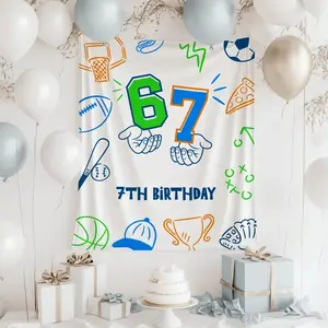 Doodle Multi-Sports Element Tapestry, 6th 7th Boys Sport Themed Kids Birthday Celebration Party Photo Backdrop # TikTokMadeMeBuyIt # KidsSportsBirthdayDecor # BirthdayBanner # BoysBirthdayBackdrop # SportPartyDecor # BirthdayPhotoProp