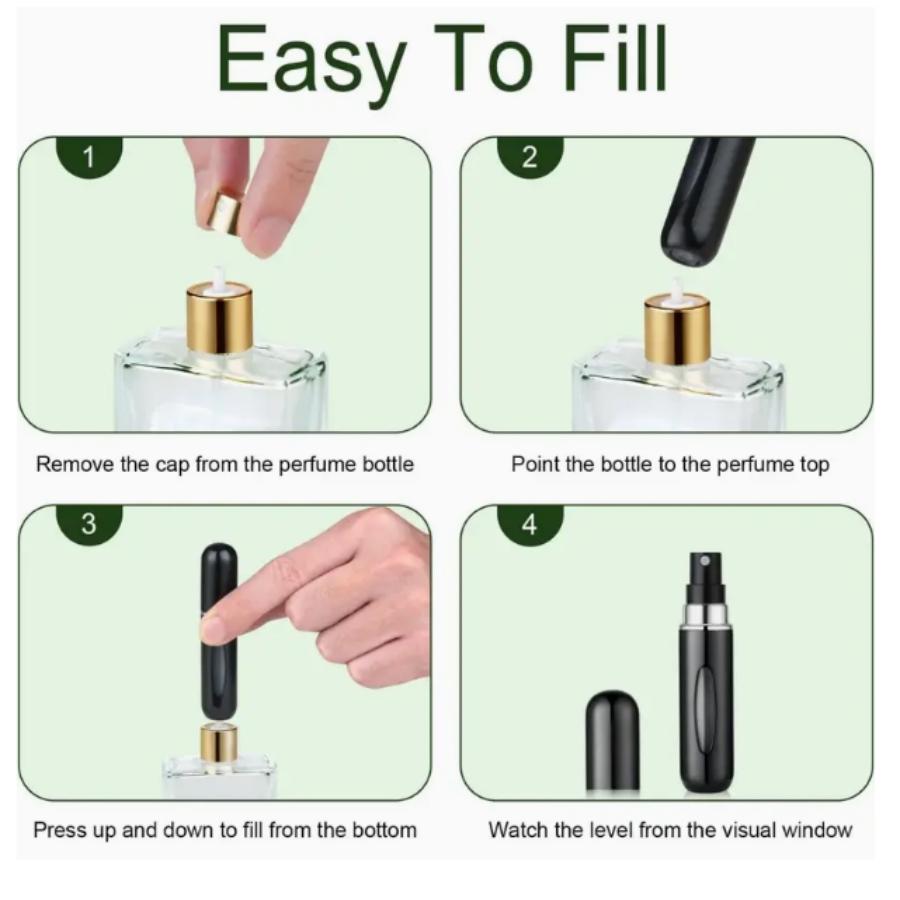 5 Pcs Refillable Travel Size Perfume Sample Bottles 5ML, Stylish Portable Design for Daily Use or Travel, Random Colors Included