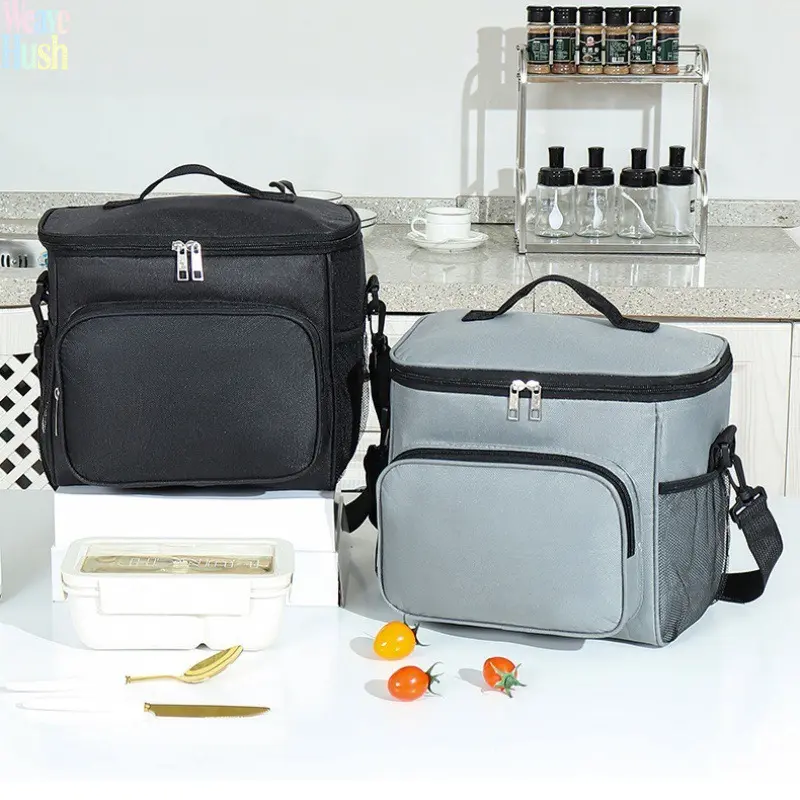 Large‑Capacity Insulated Bento Lunch Bag, Double‑Pocket Portable Thermal Cooler Tote, Reusable Ice‑Lined Food Carrier for School Meal‑Prep, Picnic and Outdoor Activities
