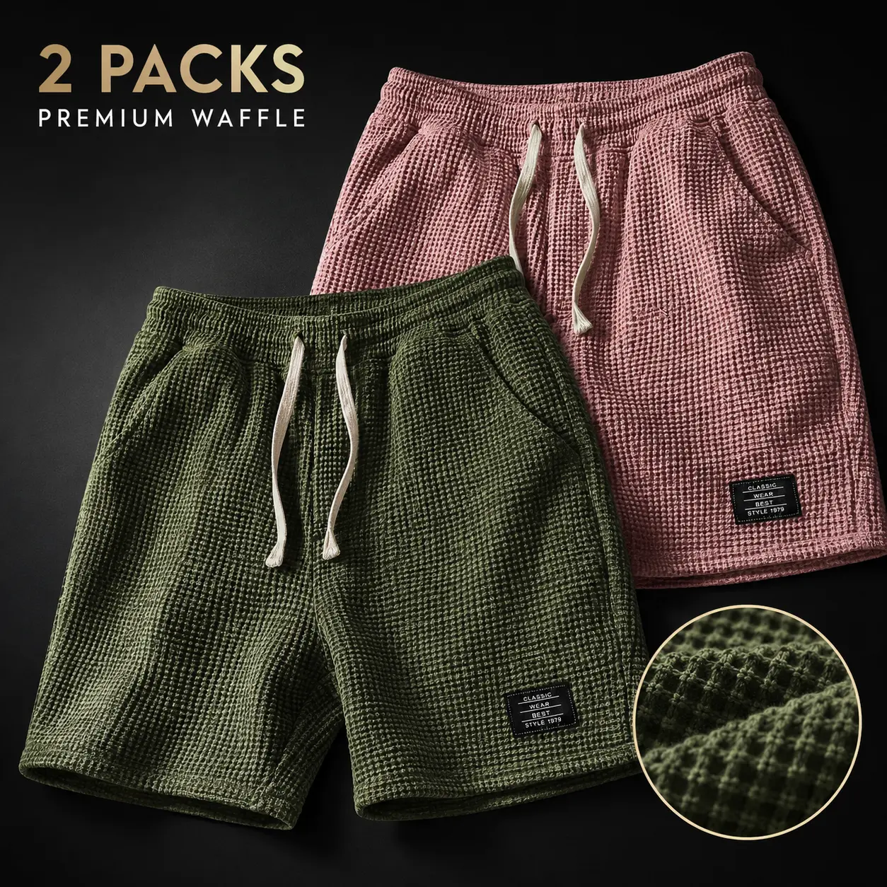 Men's Summer Waffle Knit Shorts, Loose Fit Casual Athletic Shorts with Elastic Waist Drawstring and Pockets, Textured Bermuda Lounge Shorts for Gym Workout Jogging Running Beach Streetwear Home Travel, Soft Comfy Sweat Shorts, Multi Colors Daily Wear Look