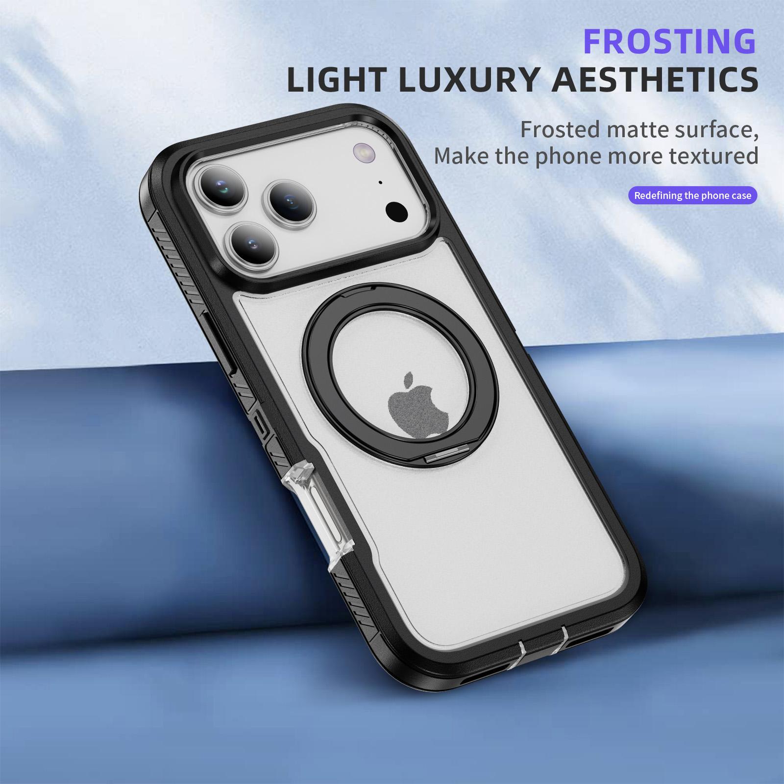 Compatible with iPhone 17 Pro Max Phone Case Supports Wireless Charging Viewing Stand Encapsulated Buttons Two-in-One Secure Phone Protective Case Compatible with iPhone 17 Pro