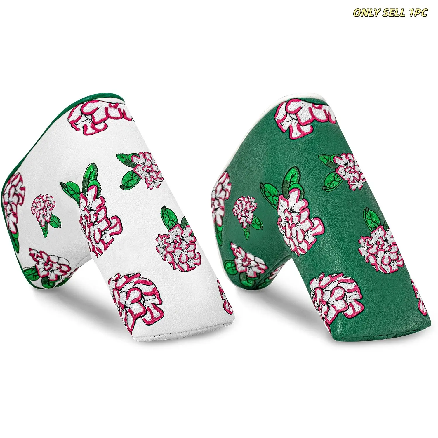 Cherry Blossom Pattern Golf Putter Head Cover, Magnetic Closure, Premium PU Material, Exquisite Embroidery, Durable Golf Club Accessory, Golf Accessories