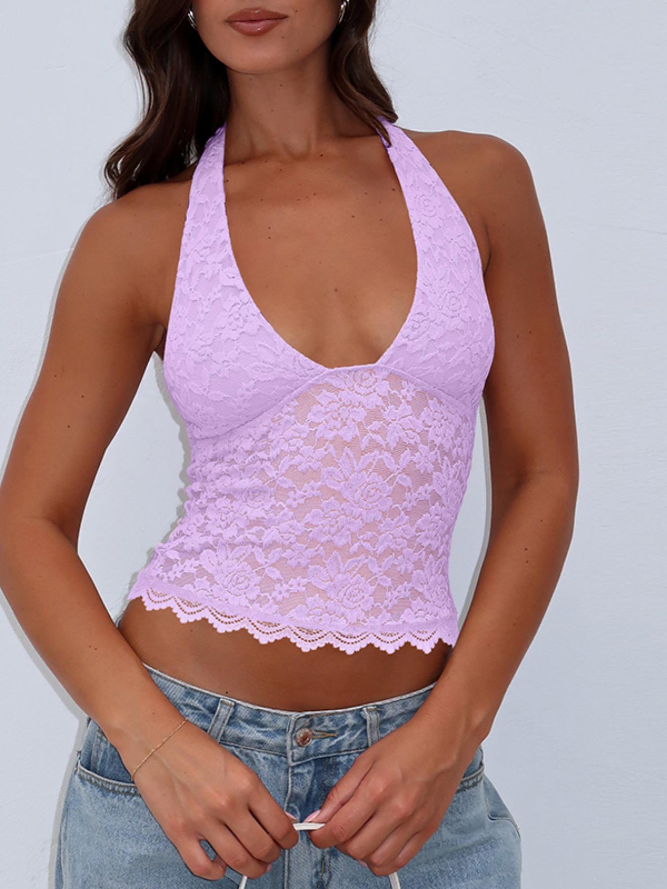 Women's Halter Neck Tank Top, Slim Fit Lightweight Breathable Sleeveless Top for Summer, Fashion Chic Women's Top for Daily Wear