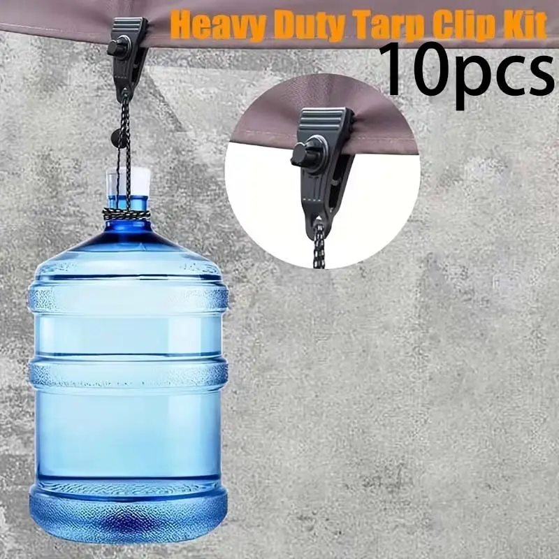 10pcs Outdoor Camping Clips, Reinforced Tent Clips for Waterproof Fabric, Sunshade Canopy, Pool Cover, Large Locking Clamps