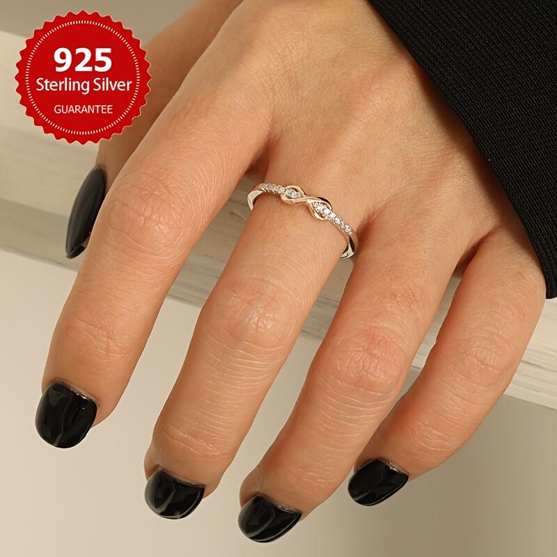 S925 Sterling Silver Wedding Ring Dainty Fresh Lucky 8 Loop Colorful Split Delicate Jewelry Gift for Women